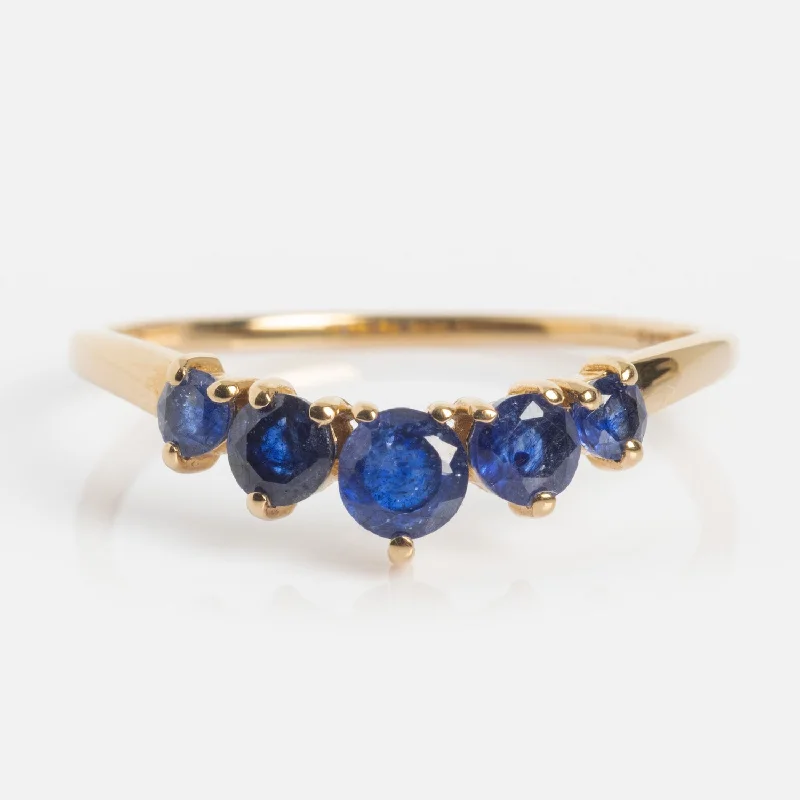 Bold Vintage Rings For Retro Lovers-14k Blue Sapphire Arc Nesting Ring