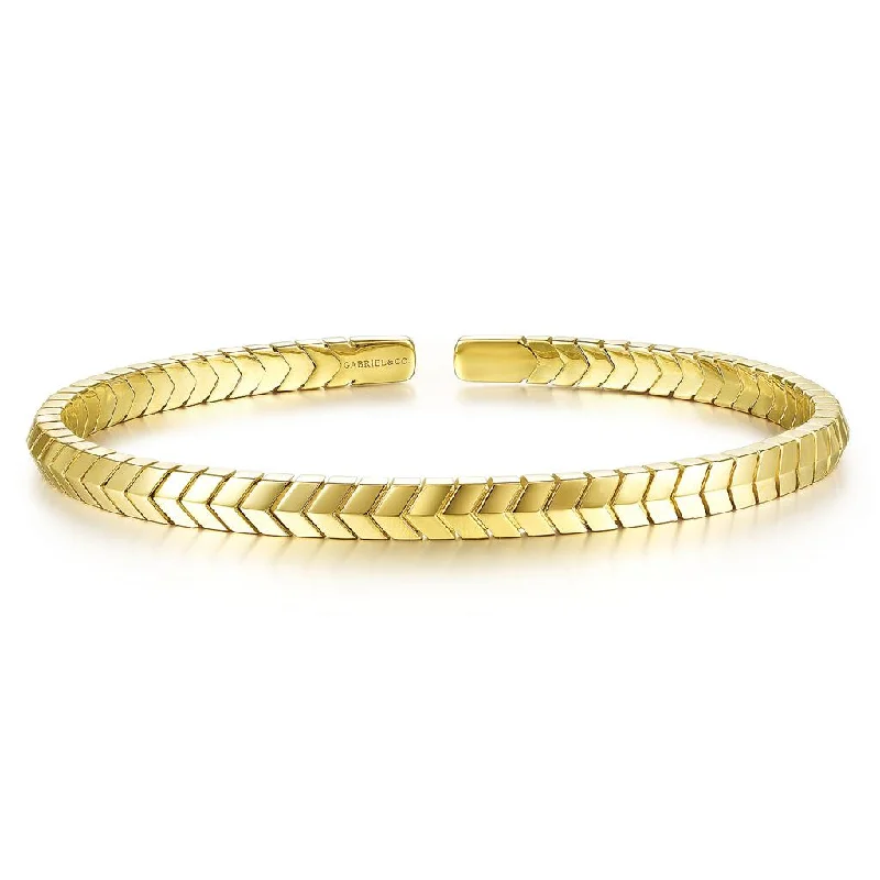 Bracelets With Triangular Designs-Gabriel & Co. 14K Yellow Gold Chevron Open Cuff Bracelet