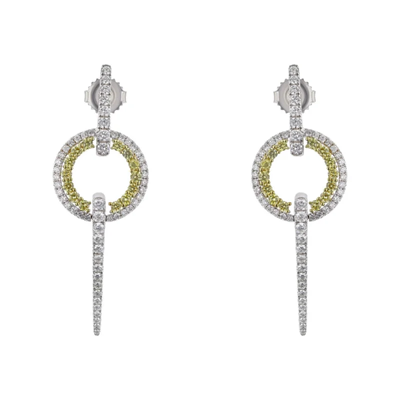 Trendy Gold Earrings For Party Glam-Circle Sphere Diamond Drop Earrings