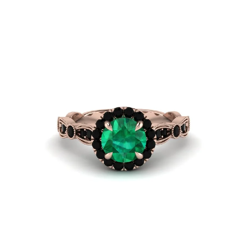 Custom Wedding Rings For One-of-a-Kind Style-Round Cut Emerald Radiant Eternity Engagement Ring - Kamryn No. 35