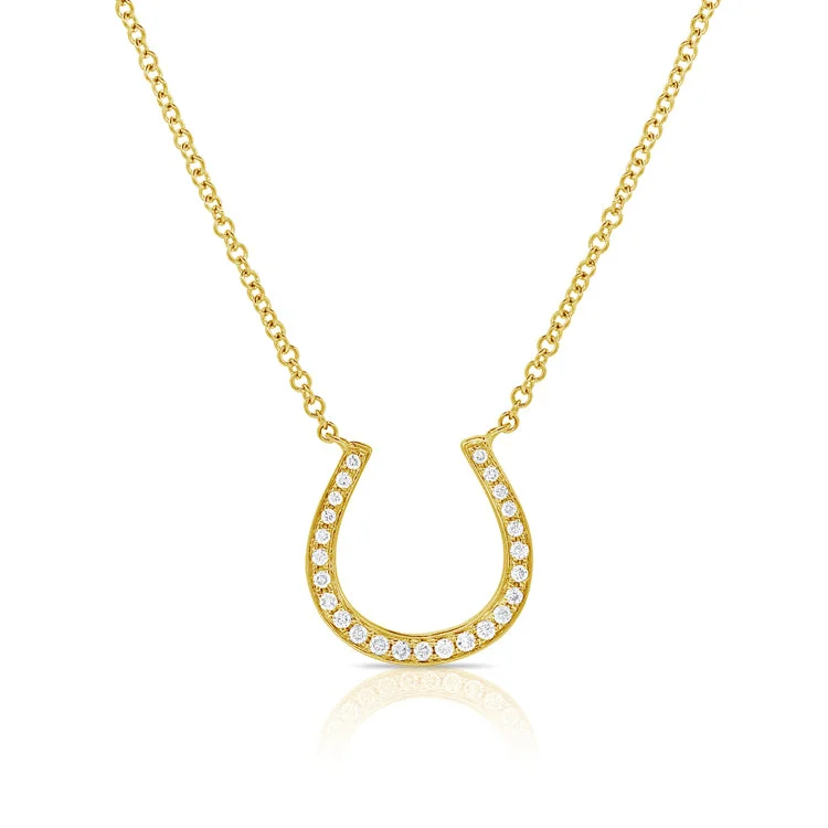 Statement Moon Necklaces For Bold Fashion-14K Gold Horseshoe Necklace with Diamonds