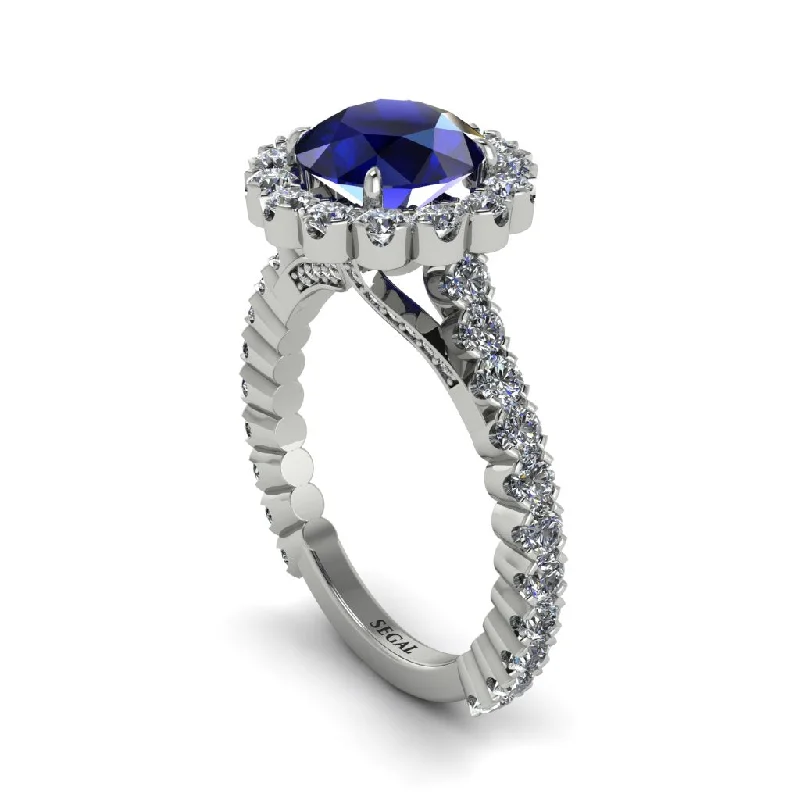 Fashionable Engagement Rings For Brides-Round Cut Sapphire Timeless Splendor Engagement Ring - Jazlyn No. 15