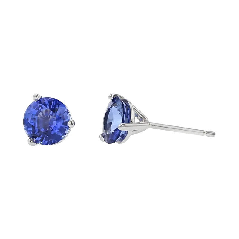 Trendy Resin Earrings For Creative Styles-18K White Gold Blue Sapphire Stud Earrings