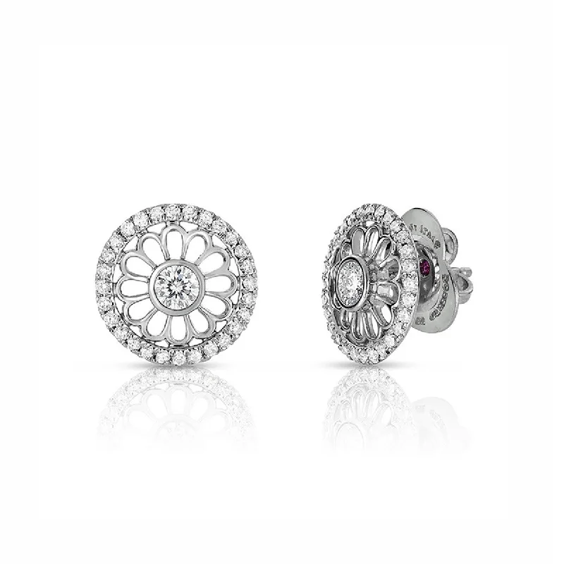 Silver Earrings For Timeless Fashion-18K White Gold Rosette Earrings