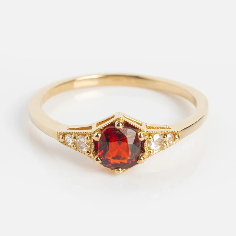 Elegant Engagement Rings With Gemstones-One of a Kind Red Spinel with Rose Cut Diamond Ring