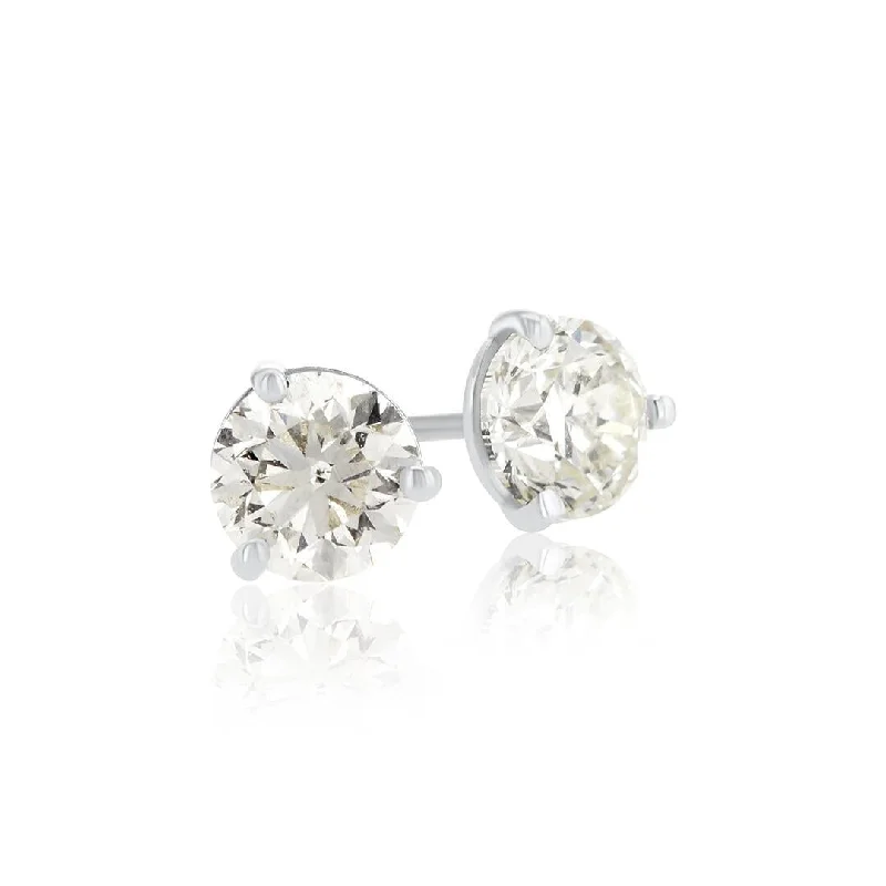 Sleek Drop Earrings For Office Looks-14K White Gold 1.00 CT Round Diamond Martini Stud Earrings