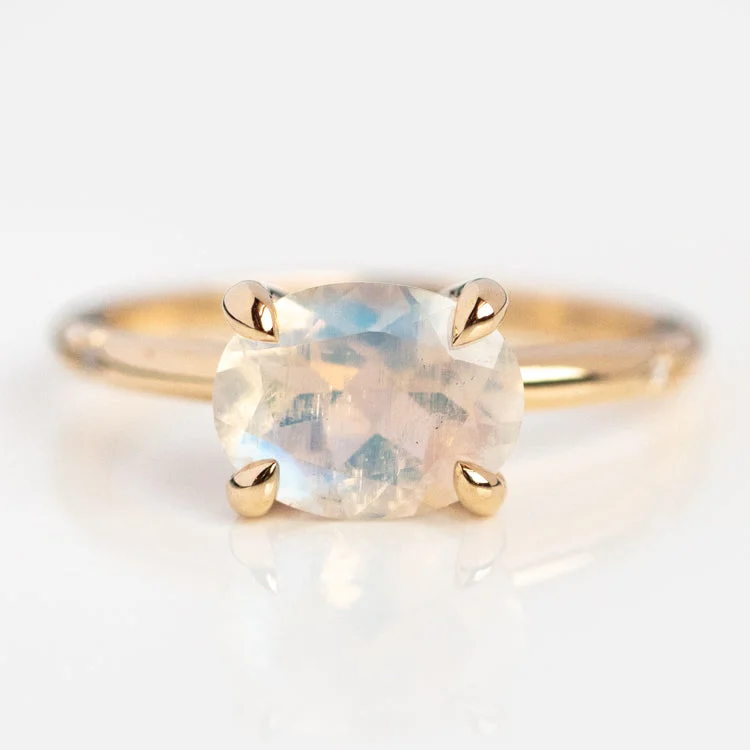 Customizable Gold Rings For Personal Style-14K Stella Moonstone and Diamond Hidden Star Ring