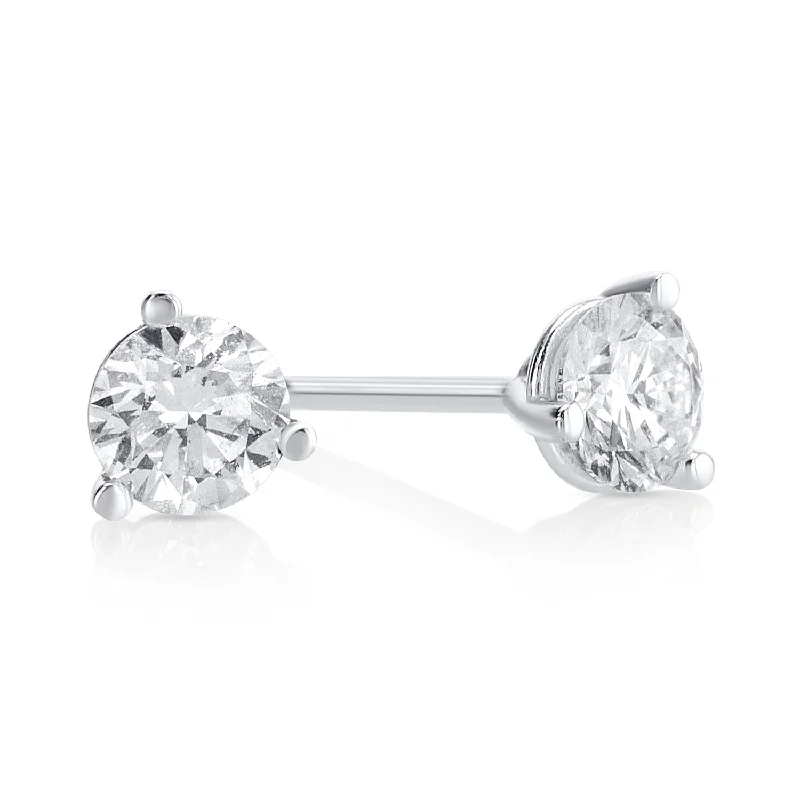 Stunning Gemstone Earrings For Elegant Parties-.50 Carat Round Lab Grown Diamond Studs in 14K White Gold