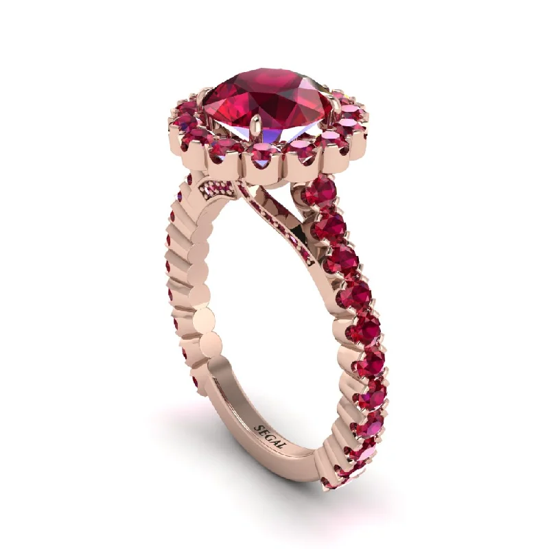 Bold Silver Rings For Fashion Lovers-Round Cut Ruby Timeless Splendor Engagement Ring - Jazlyn No. 56