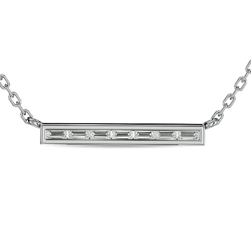 Simple Silver Necklaces For Casual Look-Diamond 1/5 Ct.Tw. Fashion Necklace in 14K White Gold