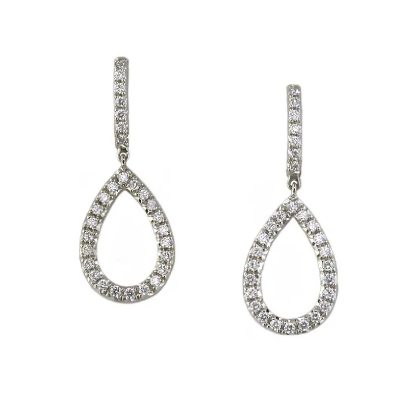 Cute Stud Earrings For Kids-18K White Gold Diamond Teardrop Earrings