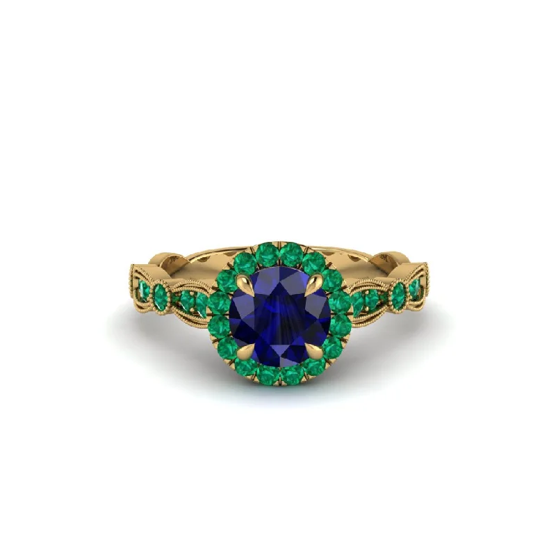 Gemstone Cocktail Rings For Bold Fashion-Round Cut Sapphire Radiant Eternity Engagement Ring - Kamryn No. 28