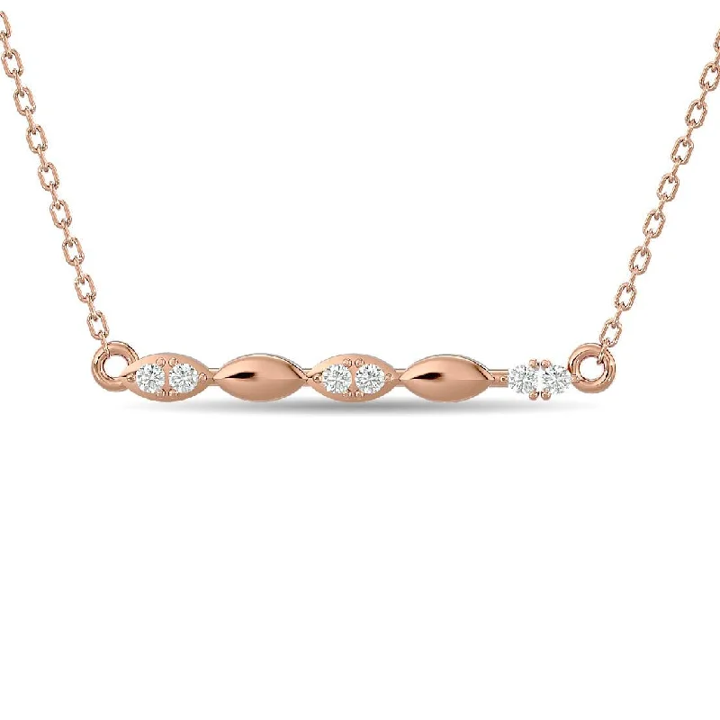 Minimalist Bar Chain Necklaces For Everyday Wear-Diamond 1/10 ct tw Fashion Necklace in 10K Rose Gold