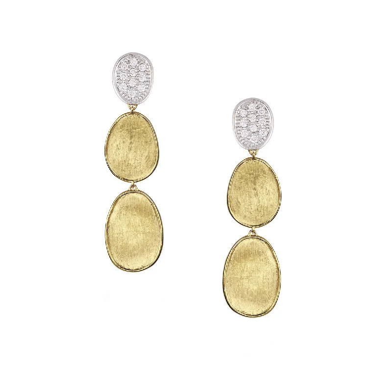 Creative Earrings For Artistic Expression-18K Yellow Gold and Diamond Small Triple Drop Earrings