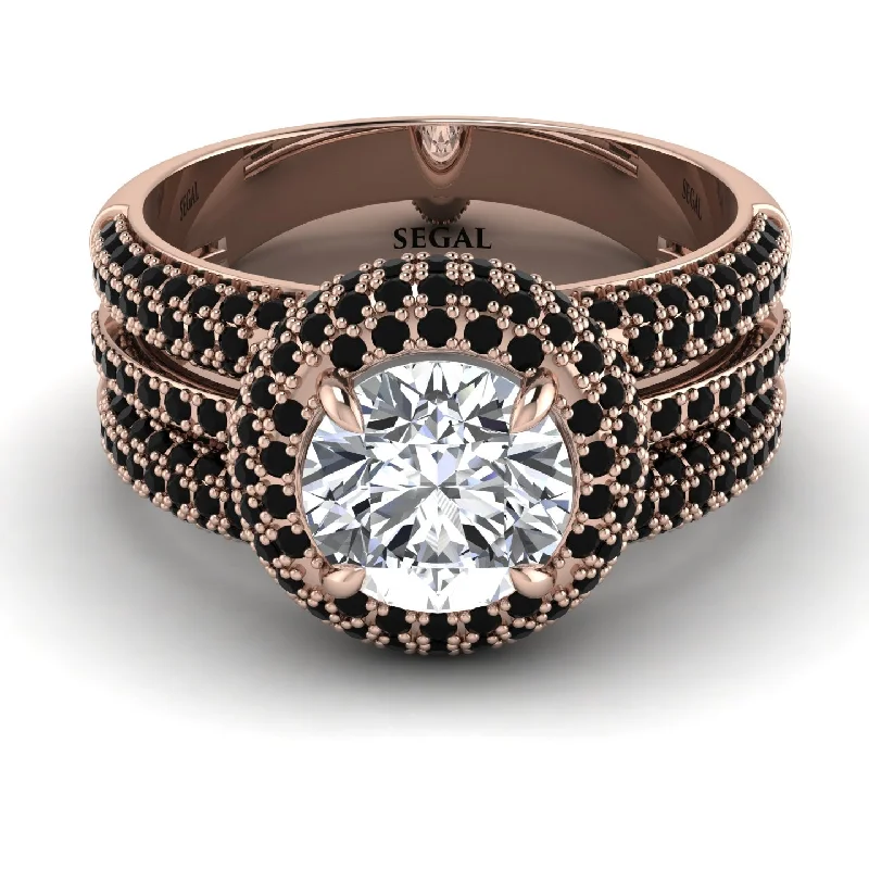 Bold Wedding Rings For Fashionistas-Diamond Halo Luxury Pave Engagement Ring - Sierra No. 32