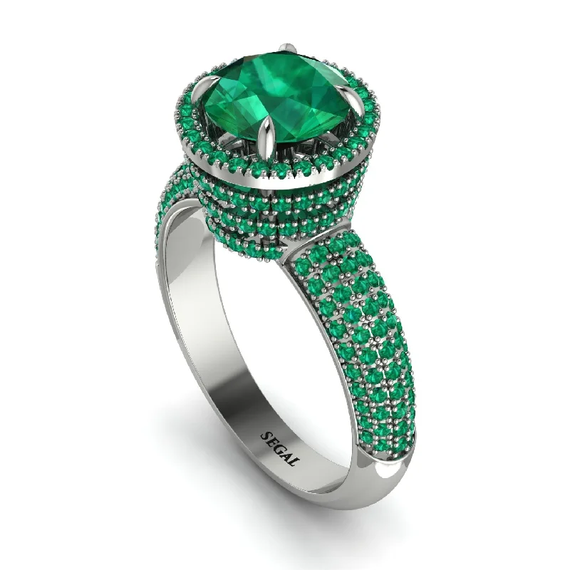 Sparkling Engagement Rings For Proposal-Emerald Cluster Halo Engagement Ring - Katie No. 21