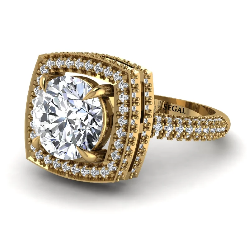 Unique Engagement Rings For Non-Traditional Brides-Round Diamond Double Halo Engagement Ring - Kayleigh No. 1