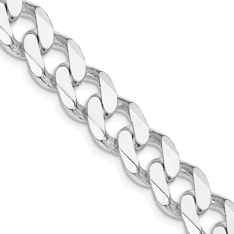 Sparkling Choker Necklaces For Special Occasions-Sterling Silver Rhodium-plated 11mm Curb Chain Necklace