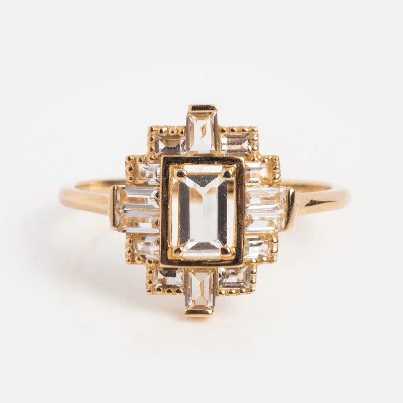 Customizable Engagement Rings For Brides-14k Vintage Inspired Art Deco Shield Ring