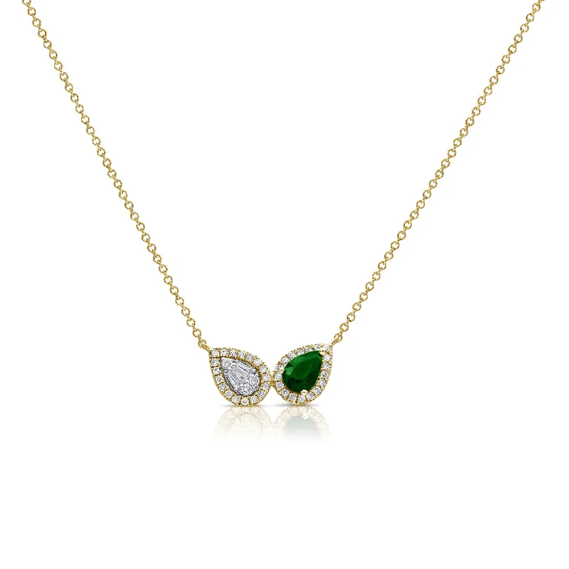 Large Pendant Necklaces For Bold Fashion-Diamond & Colored Stone Rainbow Pear Shaped Pendant Necklace in 14kt Gold