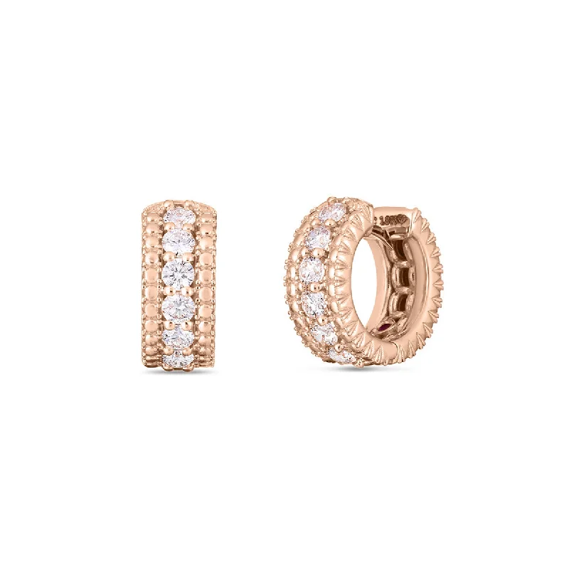 Classic Silver Earrings For Timeless Elegance-18K Rose Gold Diamond Huggy Hoop Earrings