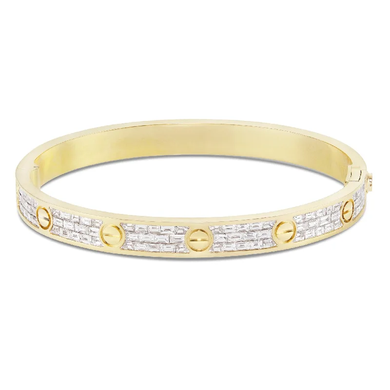 Bangles For Engagement-14K Gold 10.80ct Baguette Diamond Bangle