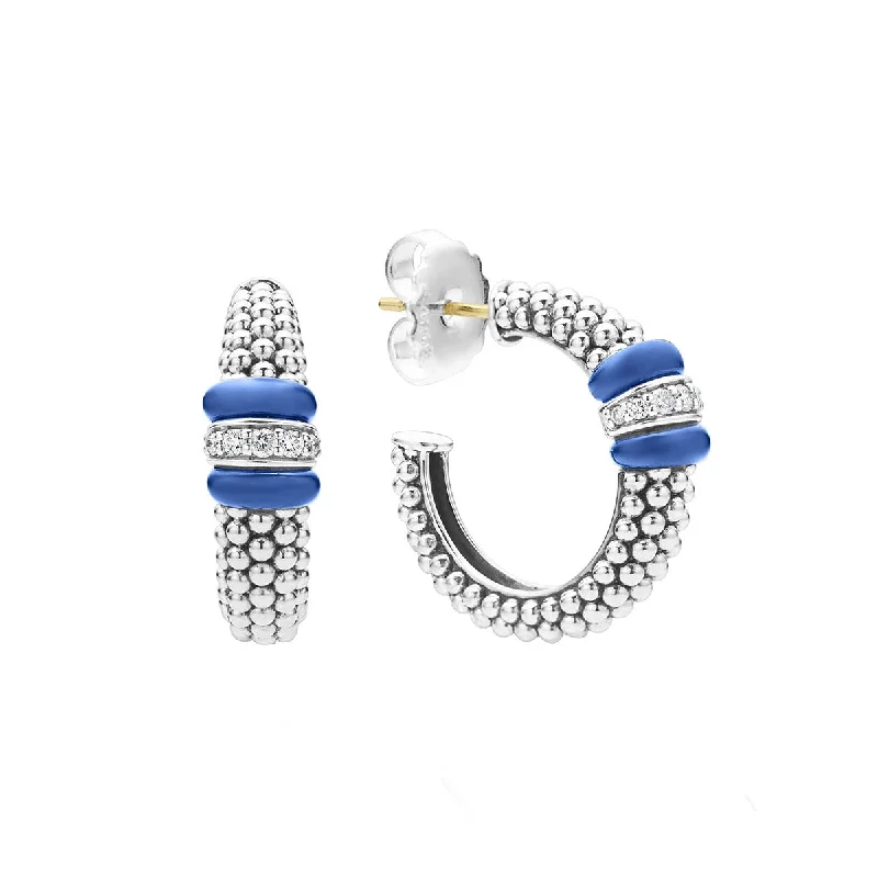 Stunning Gemstone Earrings For Elegant Parties-Ceramic Caviar Diamond Hoop Earrings