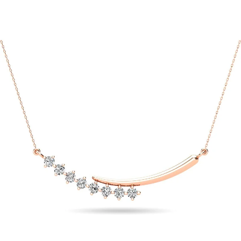 Statement Bar Necklaces For Bold Looks-14K Rose Gold 1/4 Ct.Tw. Diamond Fashion Necklace