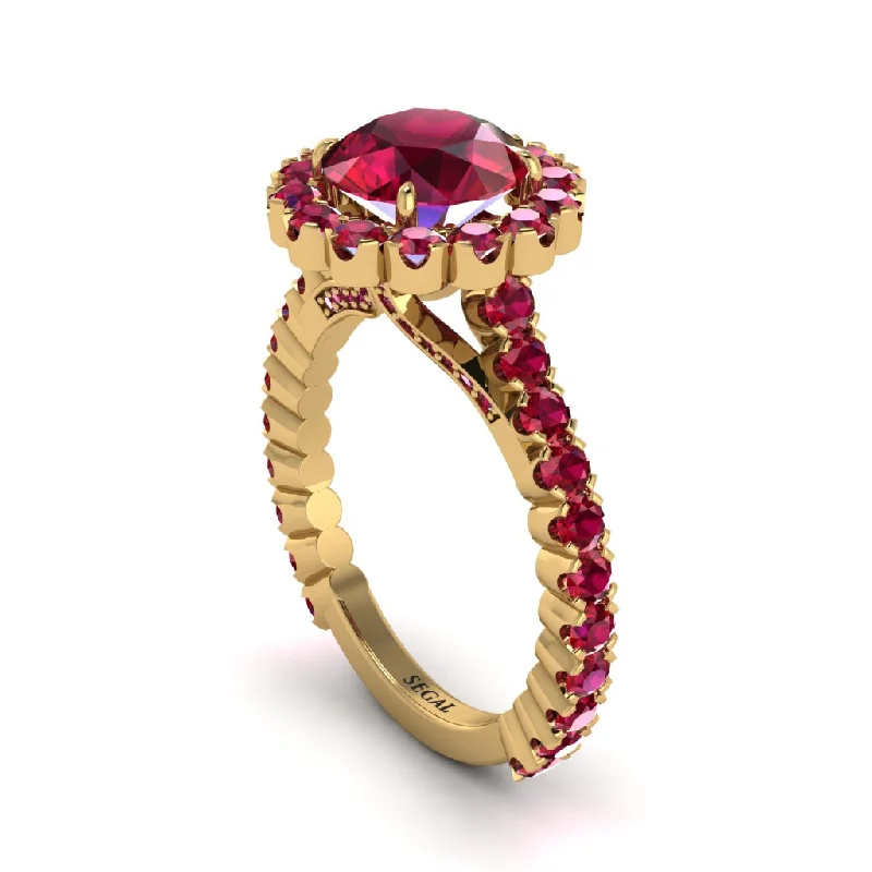 Classic Solitaire Rings For Engagement-Round Cut Ruby Timeless Splendor Engagement Ring - Jazlyn No. 55