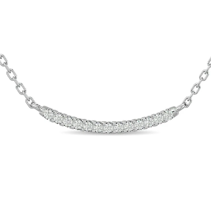 Trendy Coin Necklaces For Bold Style-Diamond Round Cut Fashion Necklace 1/6 ct tw in 10K White Gold