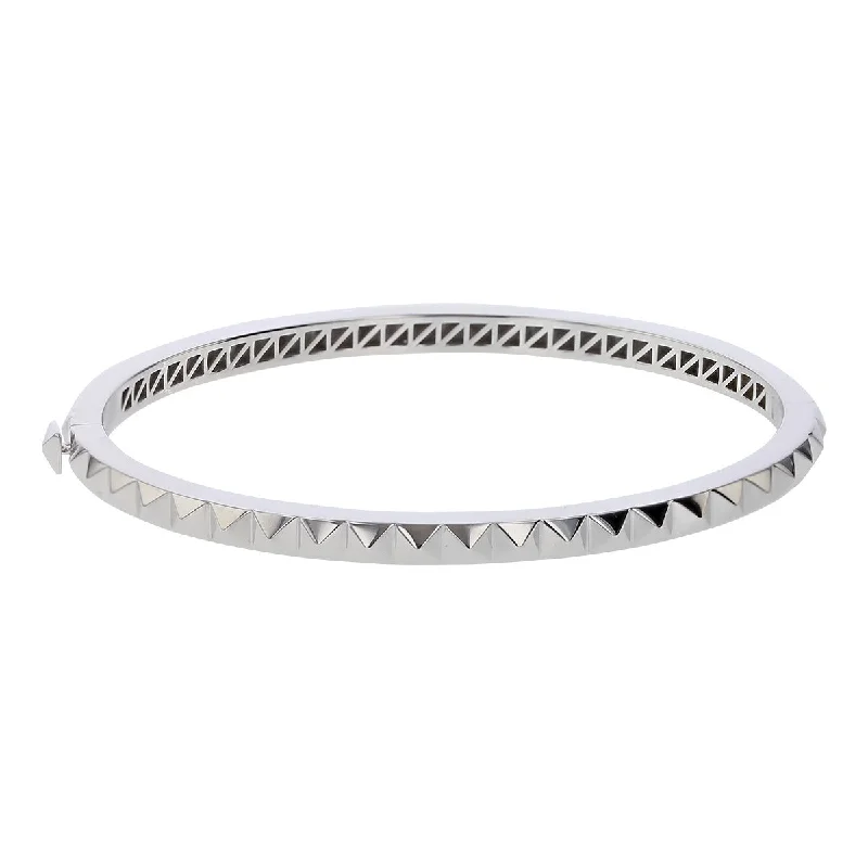 Bangles For Classy Occasions-18K White Gold Obelisco Bangle Bracelet