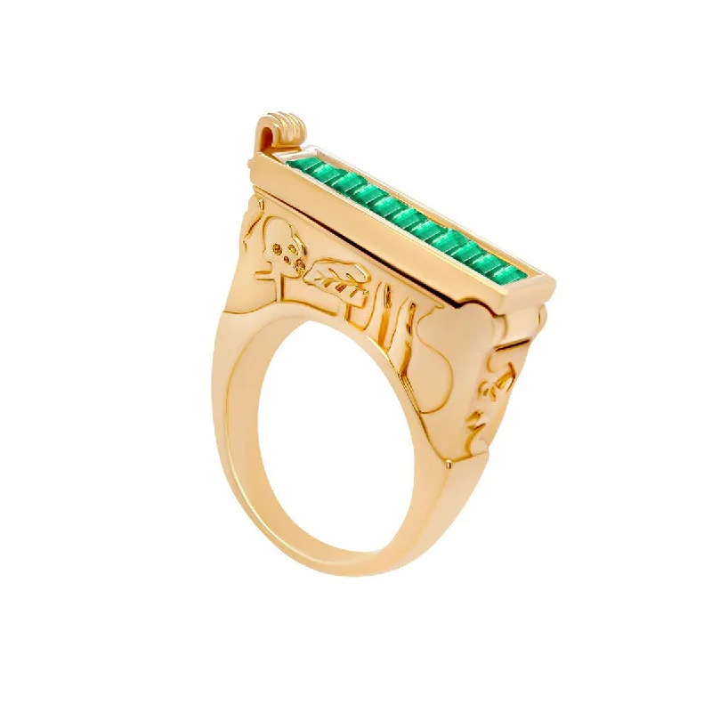 Sparkling Wedding Bands For Brides-Cypress Poison Ring - Baguette | 11.8GMS 1.3CT | Emerald