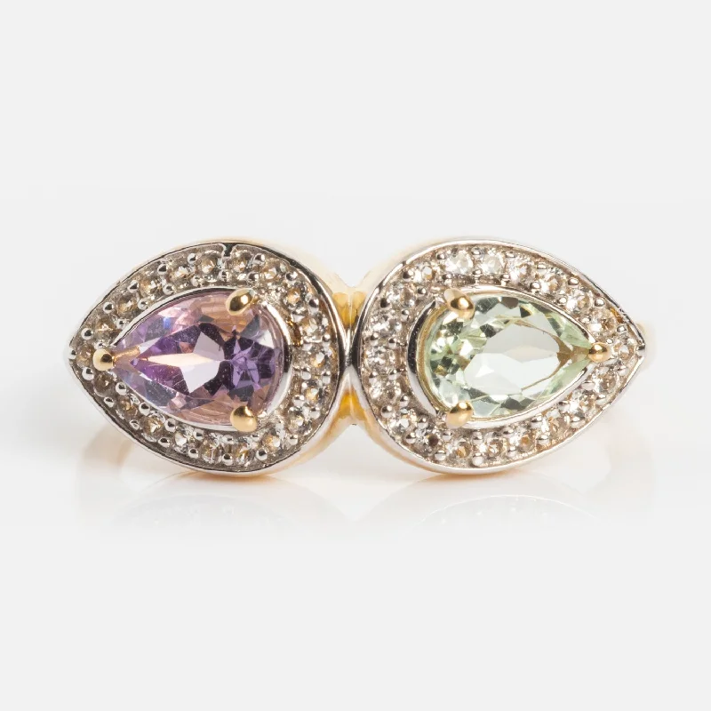 Elegant Silver Engagement Rings For Brides-14k Pastel Amethyst Toi et Moi Ring