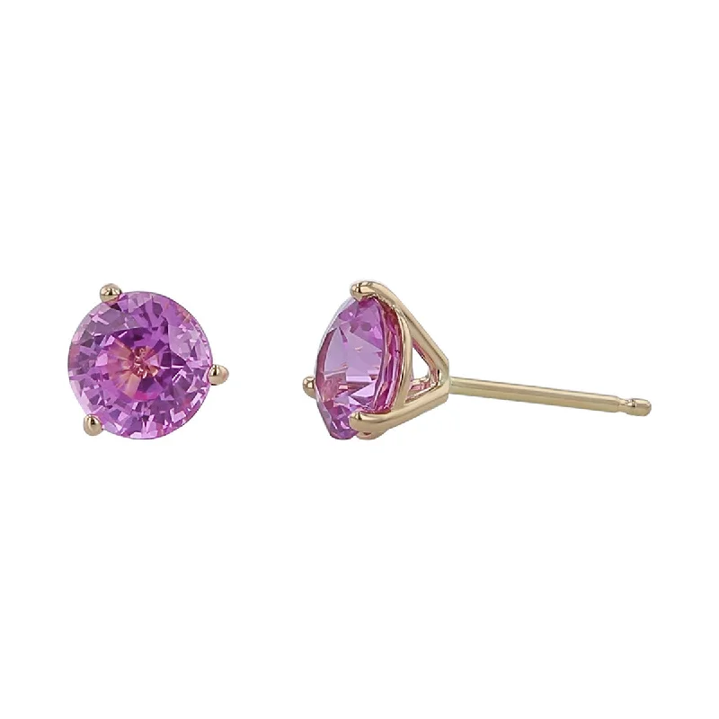 Classy Stud Earrings For Office Wear-18K Rose Gold Sri Lankan Pink Sapphire Stud Earrings