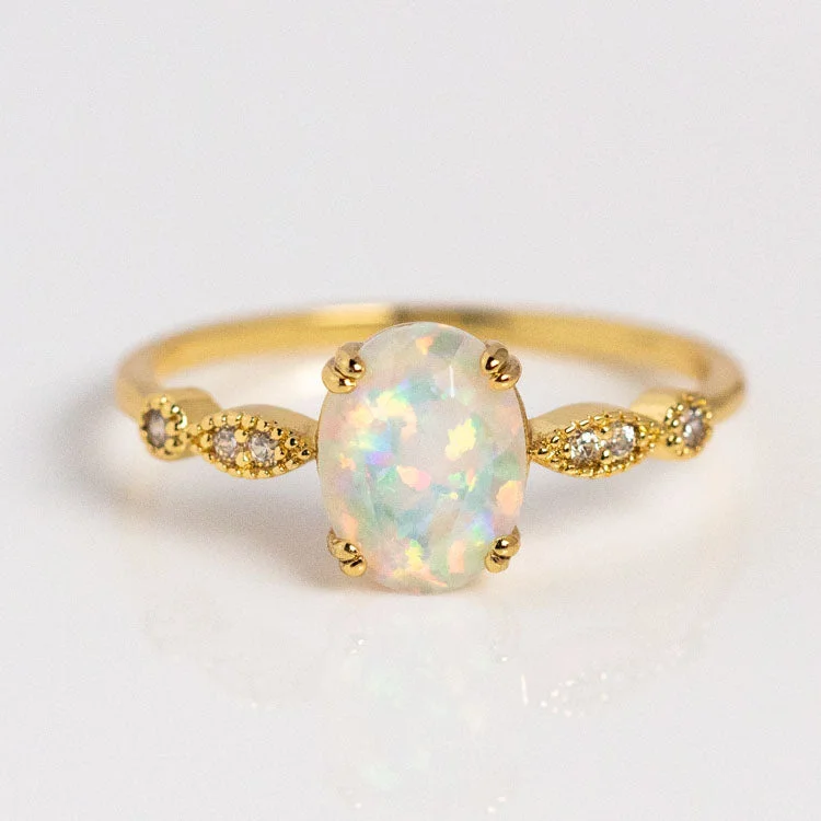 Classic Gold Cocktail Rings For Bold Glam-Opal Fire Ring