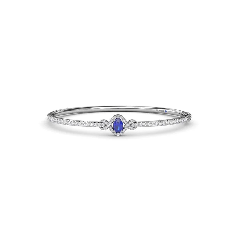 Bangles With Personalized Names-Love Knot Sapphire and Diamond Bangle Bracelet BB1884S