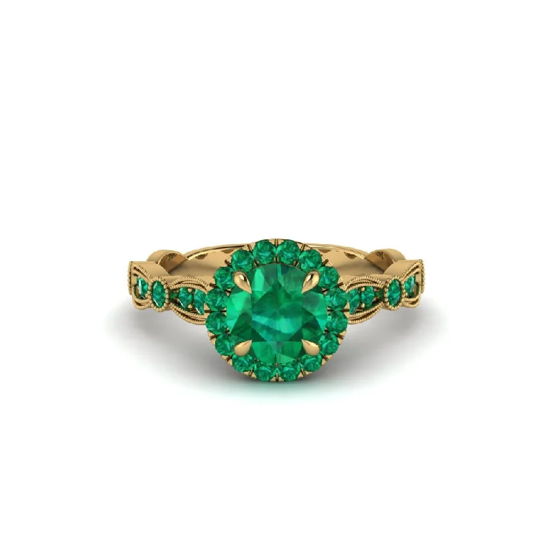 Classic Wedding Rings For Him and Her-Round Cut Emerald Radiant Eternity Engagement Ring - Kamryn No. 19