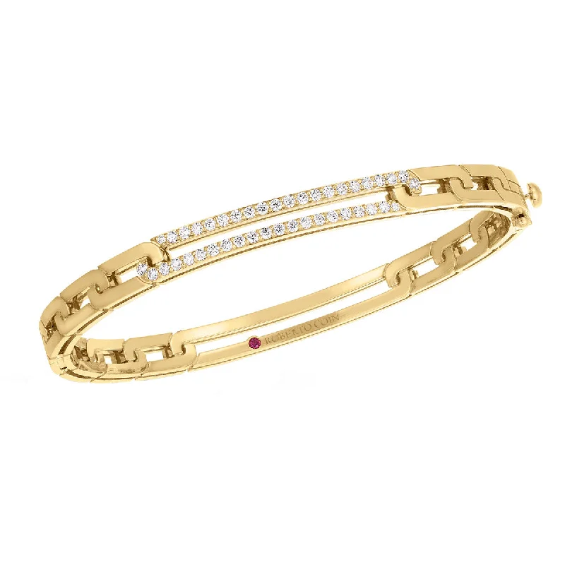 Bangles For Religious Festivals-18K Yellow Gold Navarra Pave Extended Link Bangle