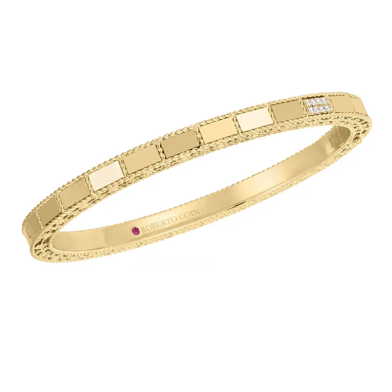 Bangles For Prom Nights-18K Yellow Gold Mosaic Diamond Accent Bangle