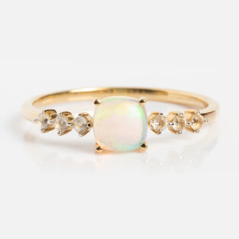 Beautiful Emerald Rings For Engagement-Solid Gold Lovely Opal Ring