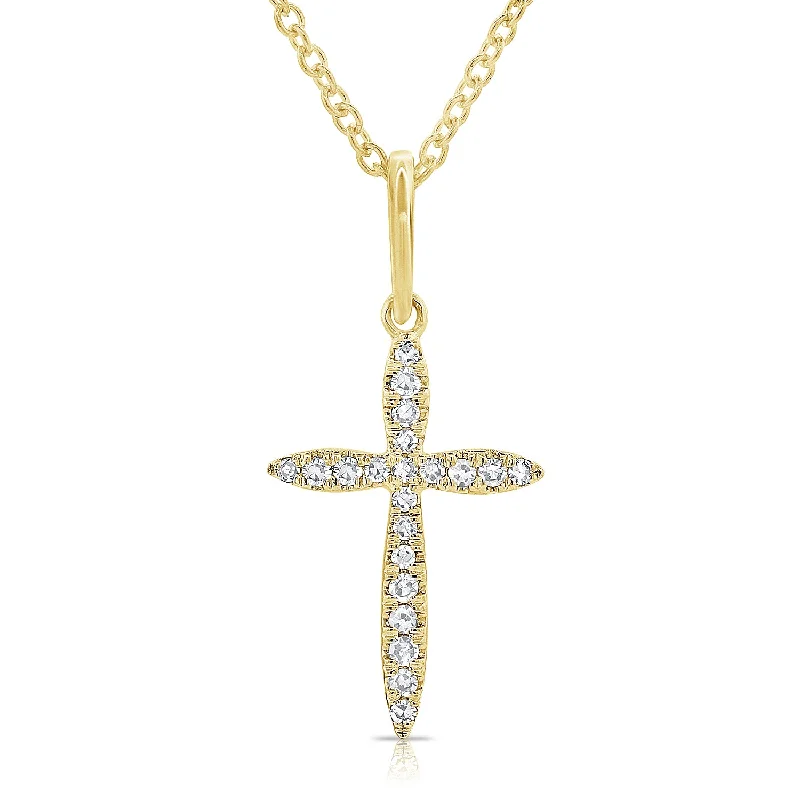 Fashionable Gold Bar Necklaces For Bold Look-14K Gold Cross Necklace with Diamonds