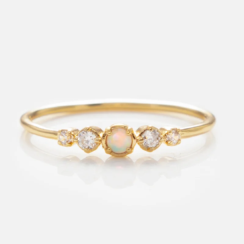 Bold Silver Rings For Fashion Lovers-Opal Stacking Ring