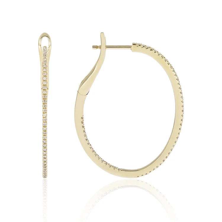 Classic Drop Earrings For Bridal Looks-Luvente 14K Inside Out Hoop Earring E03034