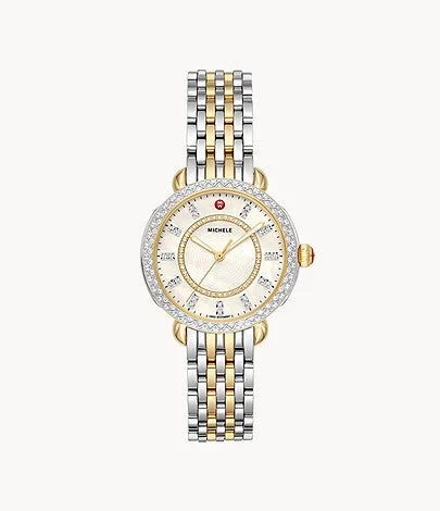 Watches With Dark Hues-Michele Sidney Classic Two-Tone Diamond Watch