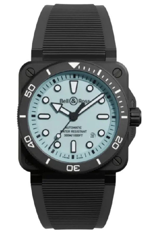 Watches With Matte Finish-Bell & Ross BR03A Pale Blue Ceramic Full Lum 42mm Automatic Watch