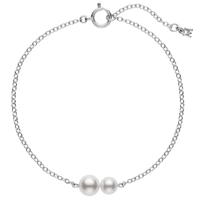 Bracelets For Vintage Fashion-Mikimoto Akoya Cultured Pearl Station Bracelet in 18K White Gold