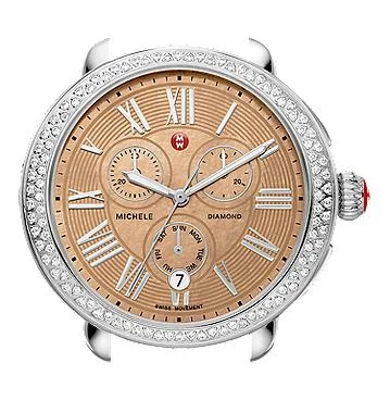 Watches For Boho Vibes-Michele Serein Diamond Metallic Rose Gold Dial Head