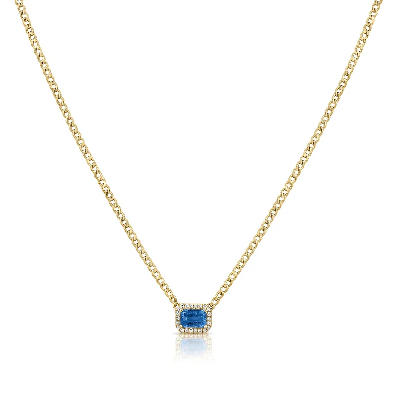 Long Necklaces For Evening Wear-14K Sapphire Designer Links Necklace