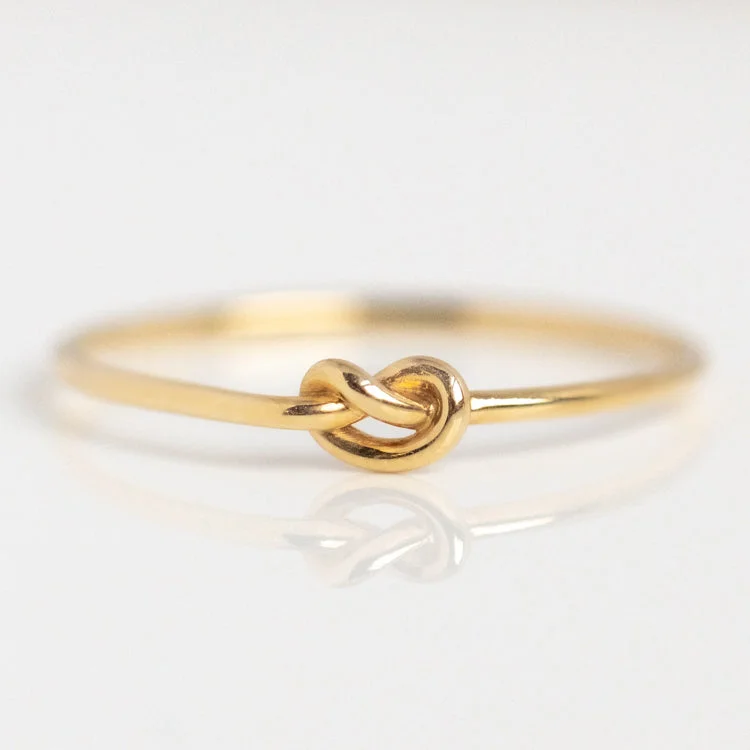 Diamond Rings For Engagement-Solid Gold Simple Knot Ring