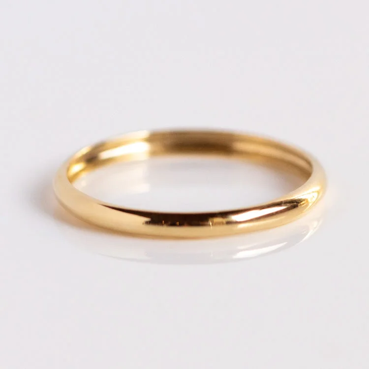 Classic Gold Wedding Rings For Him and Her-14k Delicate Yellow Gold Wedding Band